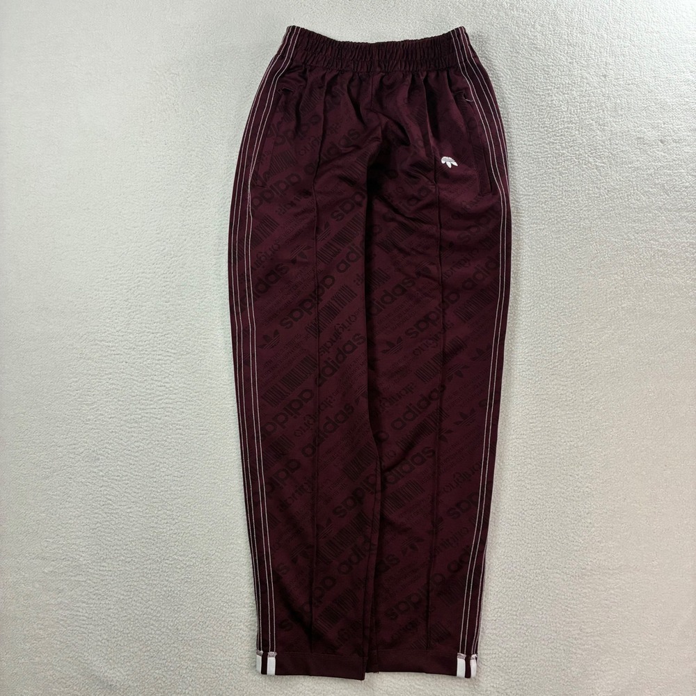 Adidas Alexander Wang Track Pants Men M Burgundy AOP Sweatpant Open Hem Designer